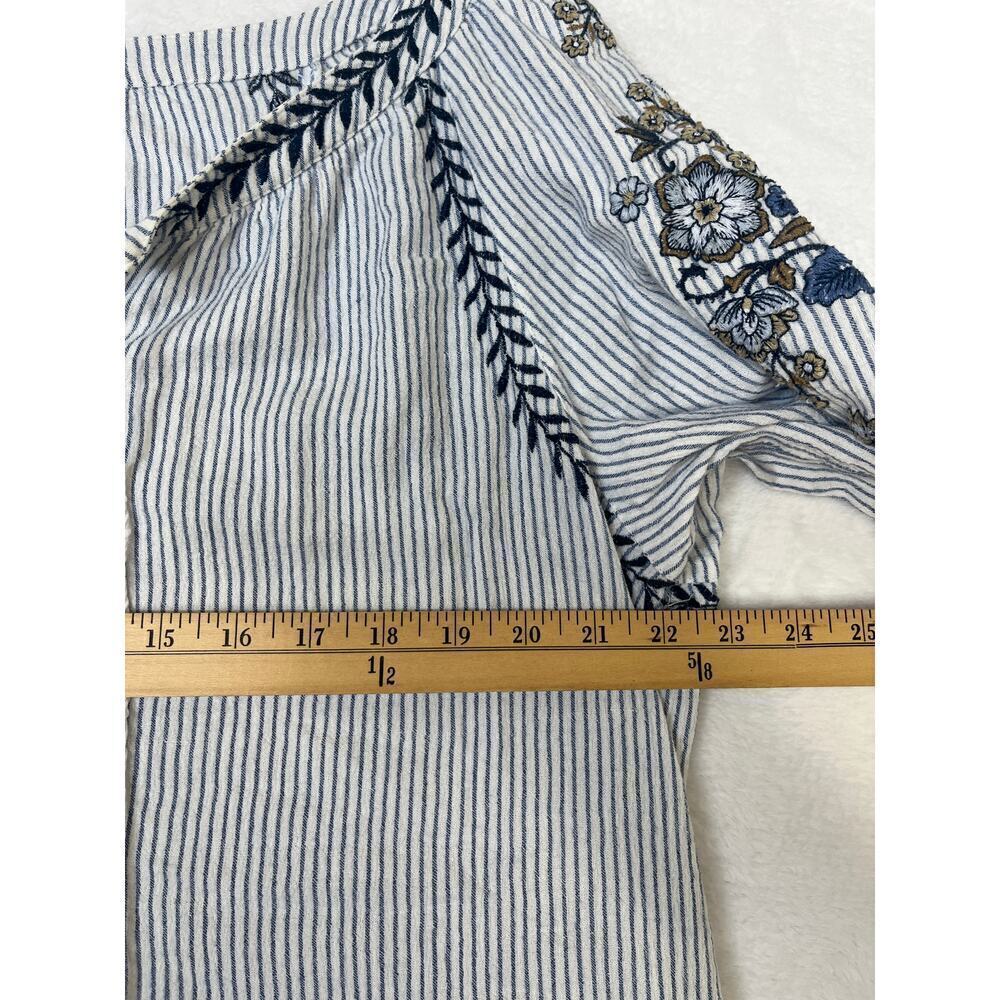 J. Jill Embroidered Pinstripe Tunic Dress sz L Coastal Coverup Vacation Bohemian - Picture 7 of 9